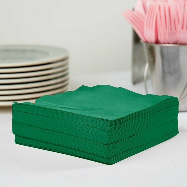 Creative Converting 58112B Emerald Green 3-Ply 1/4 Fold Luncheon Napkin, 500PK P1/4GR
